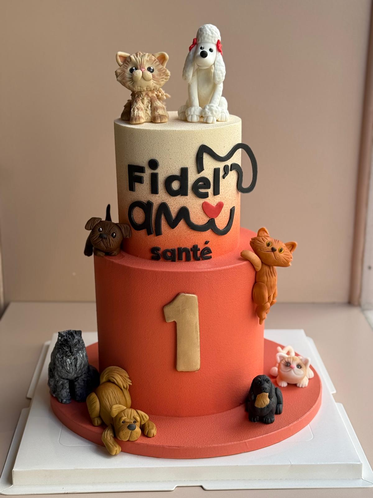 Layer cake chien et chat - Gâteau animaux de compagnie Paris